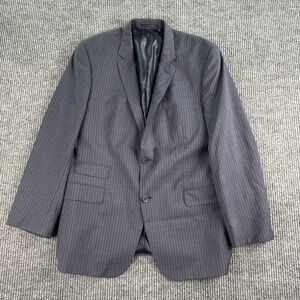 Hugo Boss Suit Jacket 44R Blue Wool Striped Edison1/Power Luxury Designer FLAW *